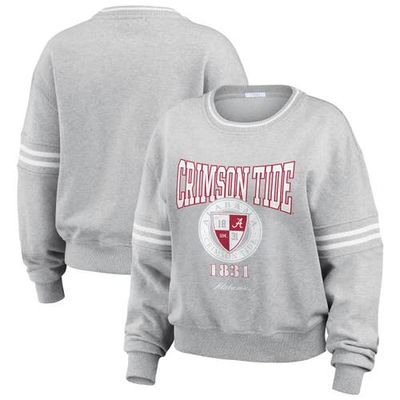 WEAR by Erin Andrews Women's WEAR by Erin Andrews Heather Gray Alabama Crimson Tide Classic Stripe Pullover Sweater 