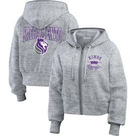 WEAR by Erin Andrews Women's WEAR by Erin Andrews Heather Gray Sacramento Kings Speckled Radiator Full-Zip Hoodie 