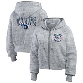 WEAR by Erin Andrews Women's WEAR by Erin Andrews Heather Gray Tennessee Titans Speckled Fleece Cropped Full-Zip Hoodie 