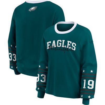 WEAR by Erin Andrews Women's WEAR by Erin Andrews Midnight Green Philadelphia Eagles Plus Size Sport Long-Sleeve T-Shirt 