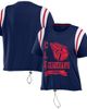 WEAR by Erin Andrews Women's WEAR by Erin Andrews Navy Cleveland Guardians Cinched Colorblock T-Shirt  - 1