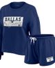 WEAR by Erin Andrews Women's WEAR by Erin Andrews Navy Dallas Cowboys Heavy Rugby Jersey Long Sleeve T-Shirt & Shorts Lounge Set  - 1