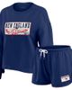 WEAR by Erin Andrews Women's WEAR by Erin Andrews Navy New England Patriots Heavy Rugby Jersey Long Sleeve T-Shirt & Shorts Lounge Set  - 1