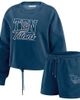 WEAR by Erin Andrews Women's WEAR by Erin Andrews Navy Tennessee Titans Washed Fleece Long Sleeve T-Shirt & Shorts Lounge Set  - 1