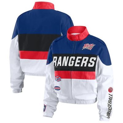 WEAR by Erin Andrews Women's WEAR by Erin Andrews Navy/White Texas Rangers Racing Full-Zip Jacket 