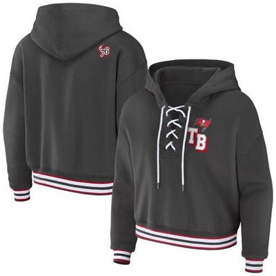 WEAR by Erin Andrews Women's WEAR by Erin Andrews Pewter Tampa Bay Buccaneers Lace-Up Pullover Hoodie 