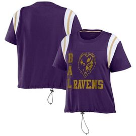 WEAR by Erin Andrews Women's WEAR by Erin Andrews Purple Baltimore Ravens Cinched Colorblock T-Shirt 