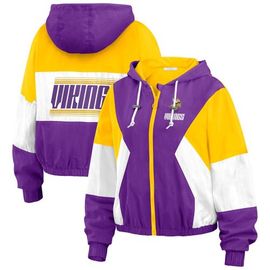 WEAR by Erin Andrews Women's WEAR by Erin Andrews Purple Minnesota Vikings Color Block Full-Zip Windbreaker Jacket 