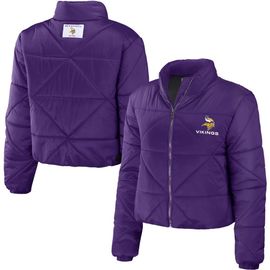 WEAR by Erin Andrews Women's WEAR by Erin Andrews Purple Minnesota Vikings Cropped Puffer Full-Zip Jacket 