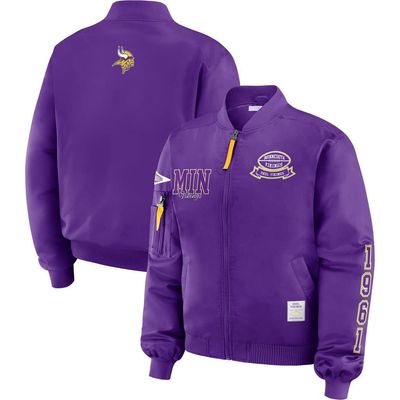 WEAR by Erin Andrews Women's WEAR by Erin Andrews Purple Minnesota Vikings Patch Full-Zip Bomber Jacket 
