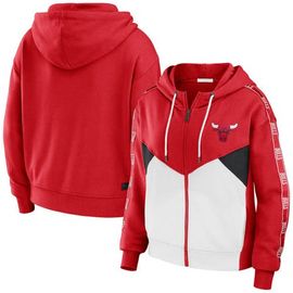 WEAR by Erin Andrews Women's WEAR by Erin Andrews Red Chicago Bulls Color-Block Full-Zip Hoodie 