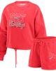 WEAR by Erin Andrews Women's WEAR by Erin Andrews Red Detroit Red Wings Washed Fleece Sweatshirt & Shorts Lounge Set  - 1