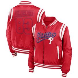 WEAR by Erin Andrews Women's WEAR by Erin Andrews Red Philadelphia Phillies Football Bomber Jacket 
