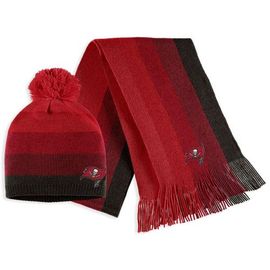 WEAR by Erin Andrews Women's WEAR by Erin Andrews Red Tampa Bay Buccaneers Ombre Pom Knit Hat and Scarf Set 