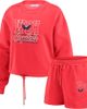 WEAR by Erin Andrews Women's WEAR by Erin Andrews Red Washington Capitals Washed Fleece Sweatshirt & Shorts Lounge Set  - 1