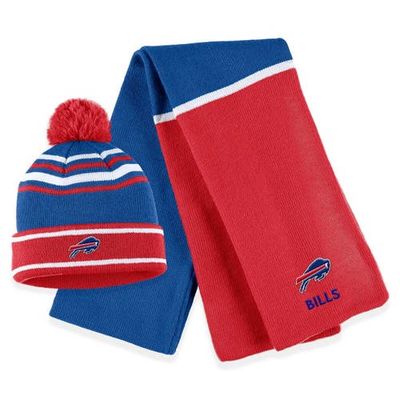 WEAR by Erin Andrews Women's WEAR by Erin Andrews Royal Buffalo Bills Colorblock Cuffed Knit Hat with Pom and Scarf Set 