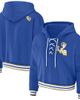 WEAR by Erin Andrews Women's WEAR by Erin Andrews Royal Los Angeles Rams Lace-Up Pullover Hoodie  - 1