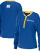 WEAR by Erin Andrews Women's WEAR by Erin Andrews Royal Los Angeles Rams Waffle Henley Long Sleeve T-Shirt  - 1