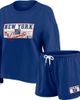 WEAR by Erin Andrews Women's WEAR by Erin Andrews Royal New York Giants Heavy Rugby Jersey Long Sleeve T-Shirt & Shorts Lounge Set  - 1