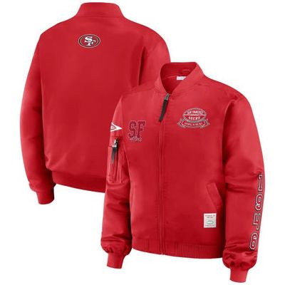 WEAR by Erin Andrews Women's WEAR by Erin Andrews Scarlet San Francisco 49ers Patch Full-Zip Bomber Jacket 