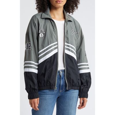 WEAR by Erin Andrews Women's WEAR by Erin Andrews Silver Brooklyn Nets Vintage Full-Zip Windbreaker 