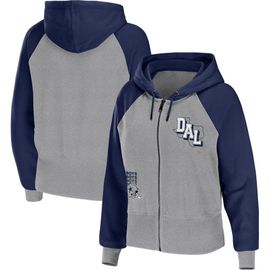 WEAR by Erin Andrews Women's WEAR by Erin Andrews Silver Dallas Cowboys Colorblock Lightweight Full-Zip Hoodie