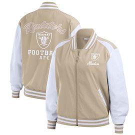 WEAR by Erin Andrews Women's WEAR by Erin Andrews Tan Las Vegas Raiders Tonal Full-Zip Bomber Jacket 
