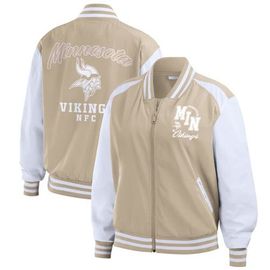 WEAR by Erin Andrews Women's WEAR by Erin Andrews Tan Minnesota Vikings Tonal Full-Zip Bomber Jacket 