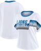 WEAR by Erin Andrews Women's WEAR by Erin Andrews White Detroit Lions Cropped Center Stripe Dolman T-Shirt  - 1