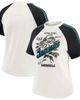 WEAR by Erin Andrews Women's WEAR by Erin Andrews White Jacksonville Jaguars Sleeve Stripe Distressed Raglan T-Shirt  - 1