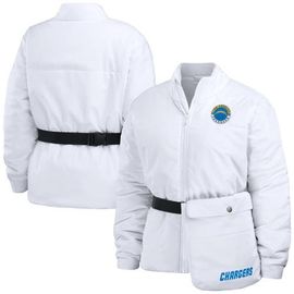 WEAR by Erin Andrews Women's WEAR by Erin Andrews White Los Angeles Chargers Packaway Full-Zip Puffer Jacket 