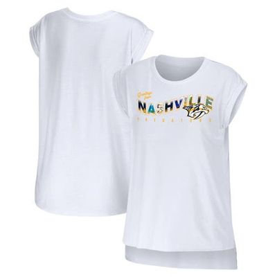 WEAR by Erin Andrews Women's WEAR by Erin Andrews White Nashville Predators Greetings From Muscle T-Shirt 