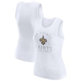 WEAR by Erin Andrews Women's WEAR by Erin Andrews White New Orleans Saints Ribbed Graphic Tank Top 
