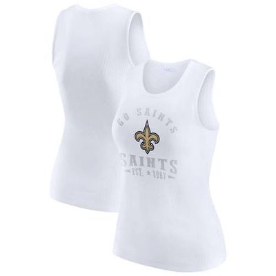WEAR by Erin Andrews Women's WEAR by Erin Andrews White New Orleans Saints Ribbed Graphic Tank Top 