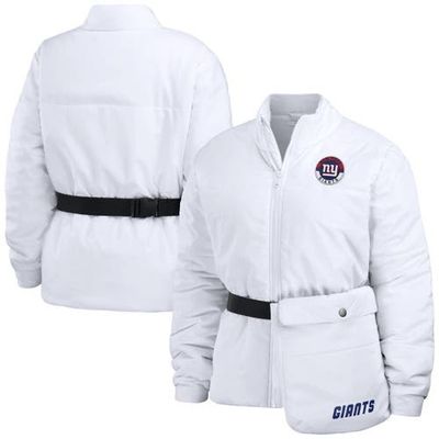 WEAR by Erin Andrews Women's WEAR by Erin Andrews White New York Giants Packaway Full-Zip Puffer Jacket 
