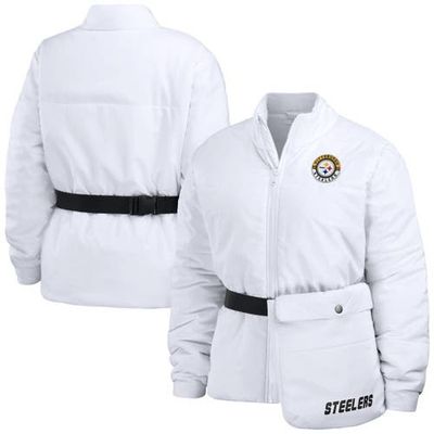 WEAR by Erin Andrews Women's WEAR by Erin Andrews White Pittsburgh Steelers Packaway Full-Zip Puffer Jacket 