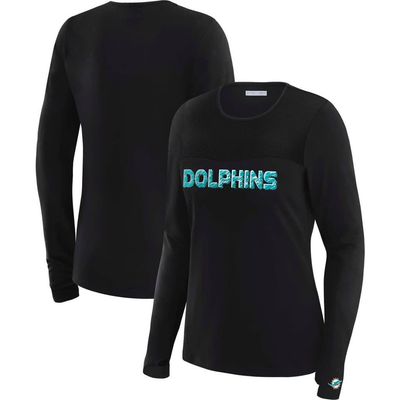 WEAR by Erin Andrews Women's WEAR by Erin Andrews x Gracie Hunt Black Miami Dolphins Mesh Panel Long Sleeve T-Shirt 