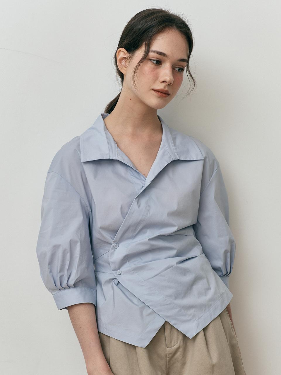 We’Dee Asymmetric Button Shirt (Blue)