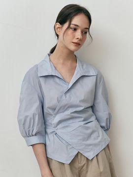 We’Dee Asymmetric Button Shirt (Blue)