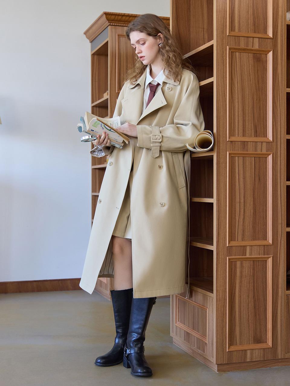 We’Dee Belted Double-banding Classic Trench Coat [Beige]