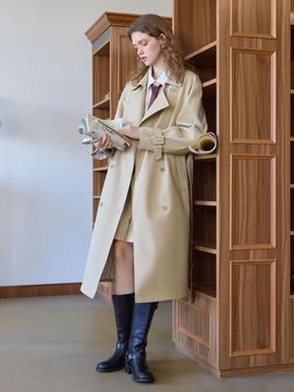 We’Dee Belted Double-banding Classic Trench Coat [Beige]