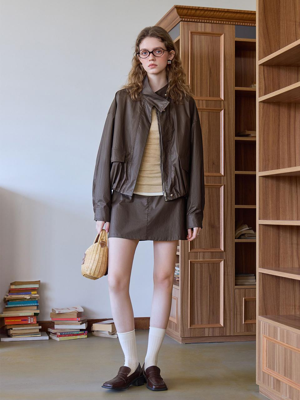 We’Dee Cotton A-line Short Skirt [Brown]