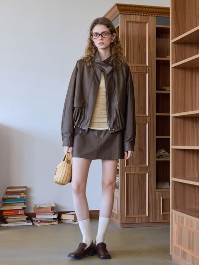 We’Dee Cotton A-line Short Skirt [Brown]