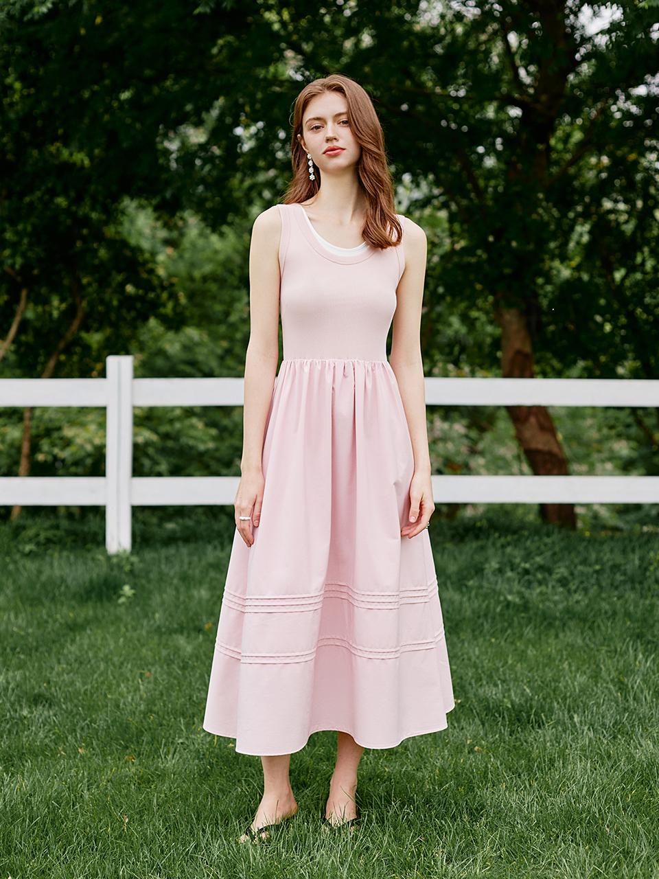 We’Dee Fake Layered A Line Dress_Pink