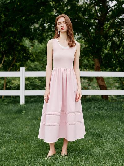 We’Dee Fake Layered A Line Dress_Pink