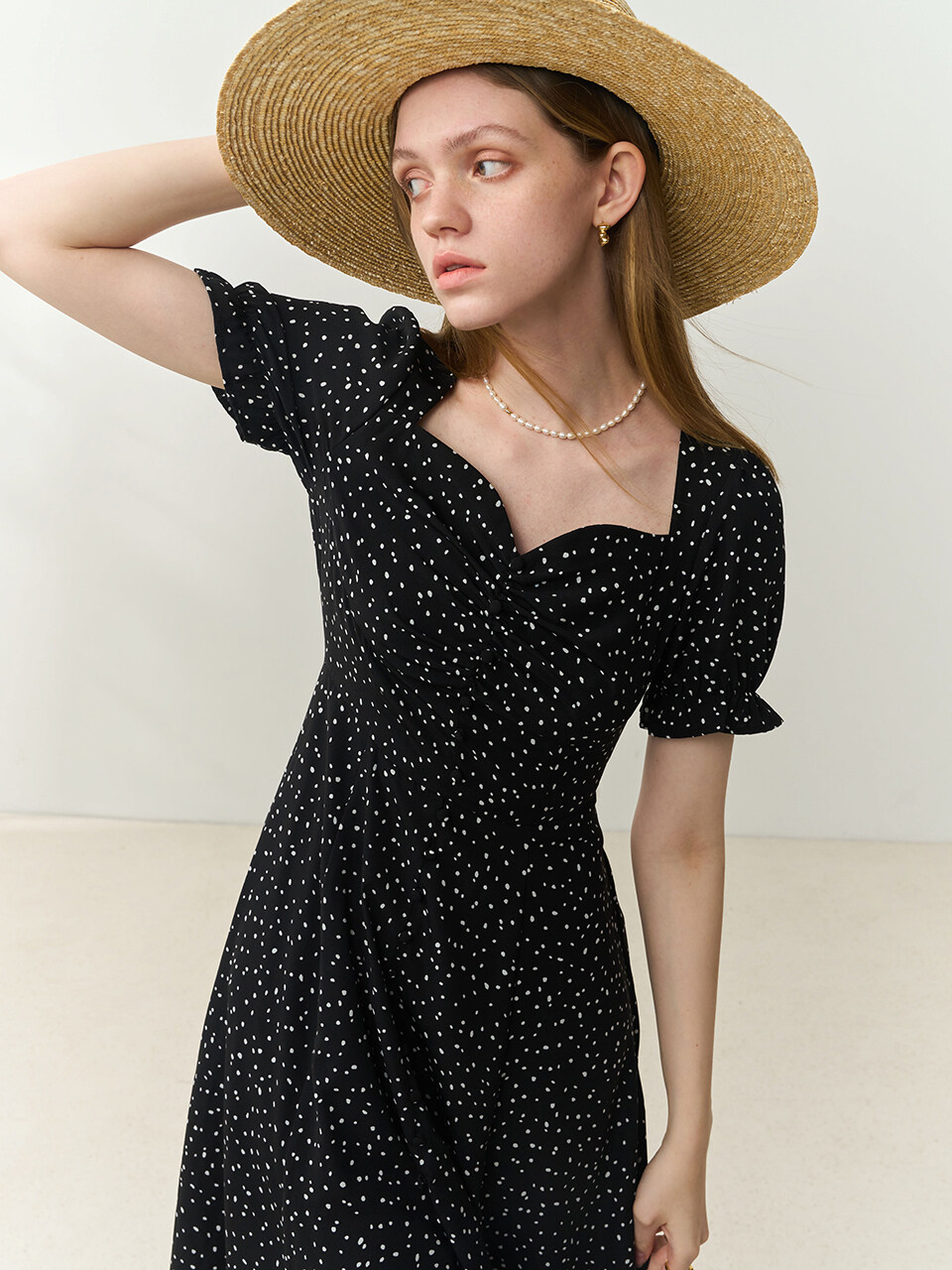 We’Dee Flower Polka Chiffon Dress