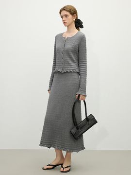 We’Dee Frill Cotton Blend Knit Skirt [Gray]