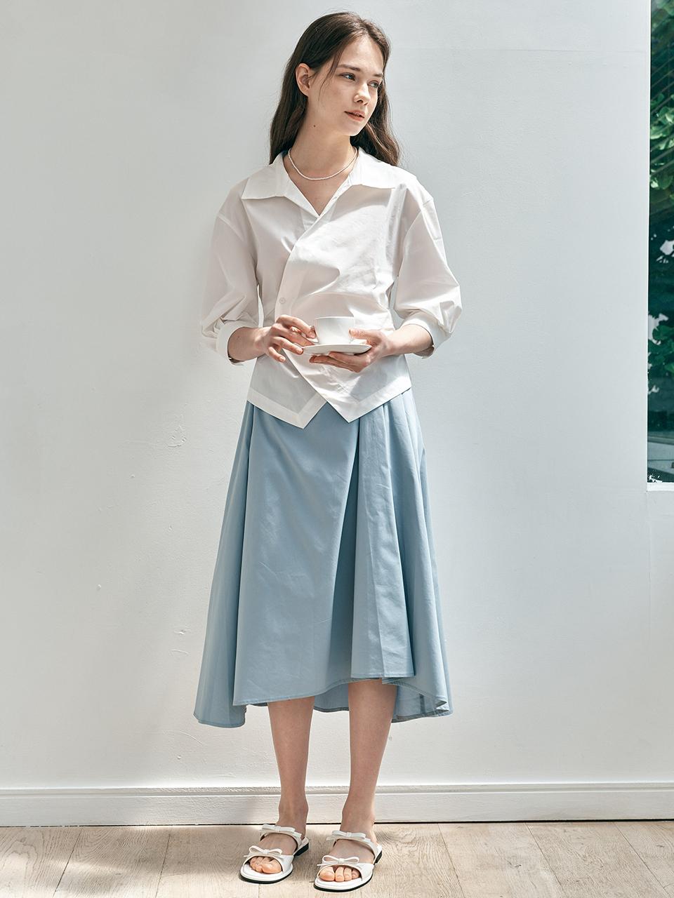 We’Dee Irregular Pleated Skirt (Blue)