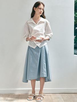 We’Dee Irregular Pleated Skirt (Blue)