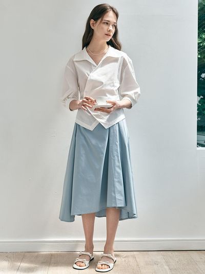 We’Dee Irregular Pleated Skirt (Blue)
